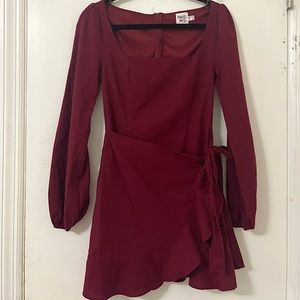 Princess Polly Maroon Long Sleeve Dress in Size 6